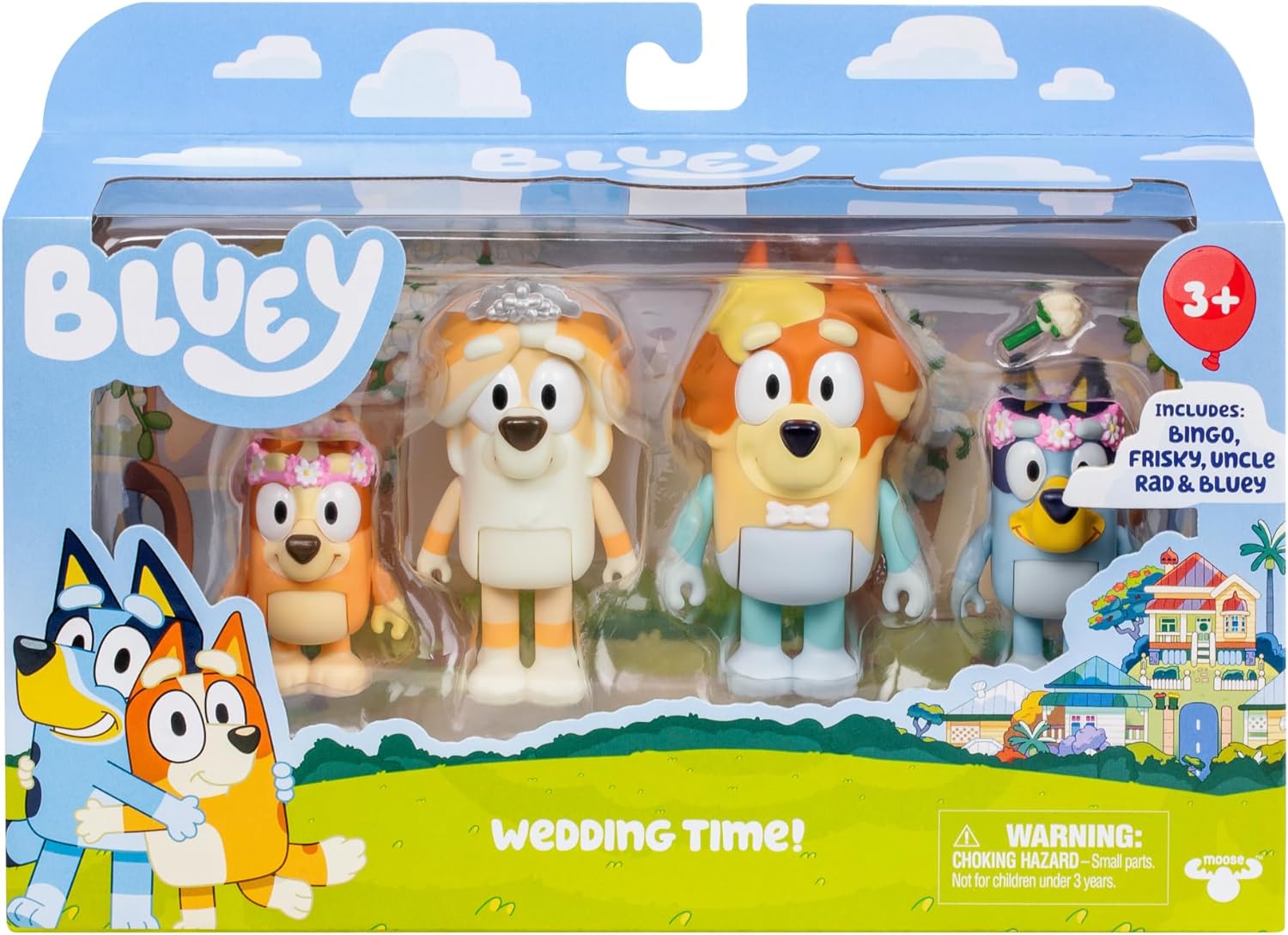BLUEY Figure 4-Pack Wedding Time, Re-Enact Uncle Rad and Frisky's Wedding Day and Bingo Flower Girl Figures - Image 5