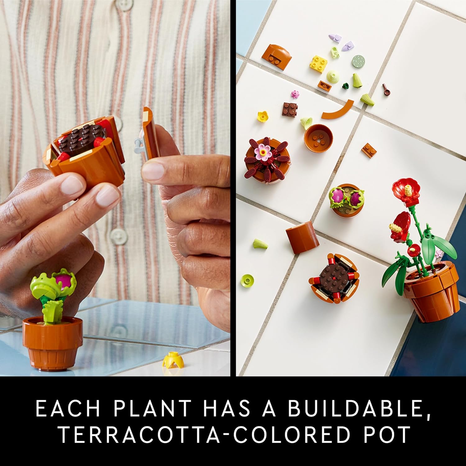 LEGO Icons Tiny Plants Building Set, Cactus Décor Gift Idea for Flower-Lovers, Carnivorous, Tropical and Arid Flora, Build and Display, Botanical Collection, Creative Building Sets for Adults, 10329 - Image 5